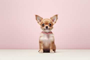 Small, cute dog in a clean, minimalist aesthetic, ideal for use in a promotional piece for pet-related discounts, isolated on  Generative AI,