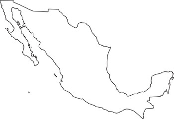Transparent outline map of Mexico