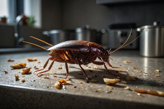 An image of a Cockroach in the kitchen