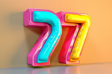 Number 77 in 3d style - obrazy, fototapety, plakaty