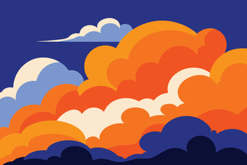Dramatic cloudscape with vivid orange and cool blue tones vector