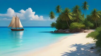 Fototapeta premium tropical beach scene at high noon