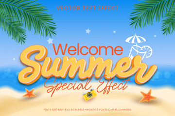 Welcome summer text effect with gradient color