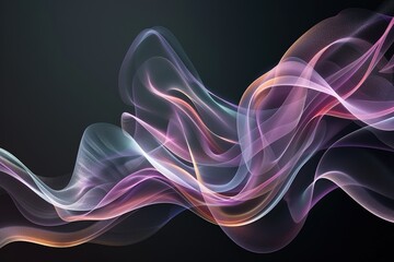 Obraz premium Fluid Curve Abstract: 3D Line Poster on Black Background with Soft Colors, Gradient Backdrop - High Resolution Commercial Illustration