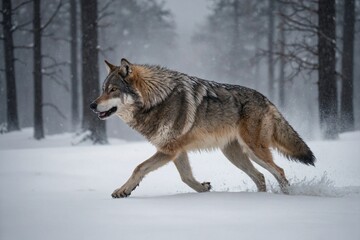 Fototapeta premium An image of wolf in the snow