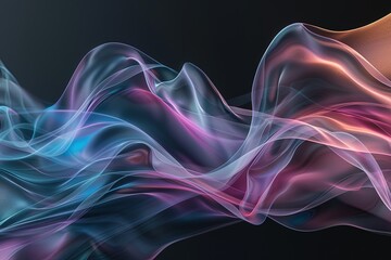 Fluid Curve Abstract: 3D Line Poster on Black Background with Soft Colors, Gradient Backdrop - High Resolution Commercial Illustration