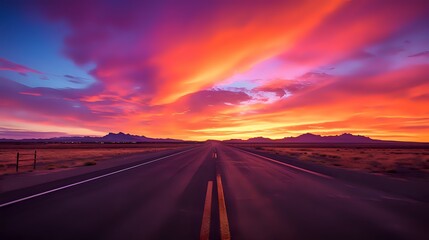 Enjoying the beautiful sunset on an empty road