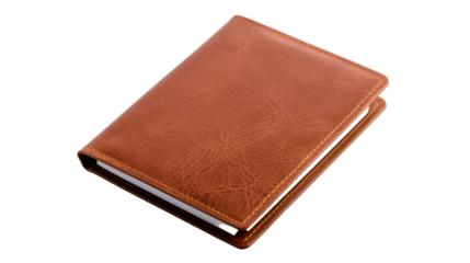 A brown leather wallet holding a notepad, revealing hidden messages waiting to be discovered