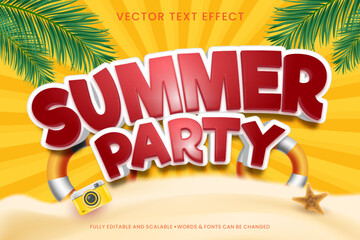 Vector summer text effect 3d style for summer season