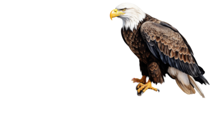 A majestic bald eagle sitting proudly on a tree branch in the wilderness