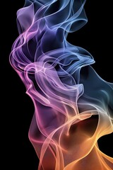 Obraz premium Fluid Curve Abstract: 3D Line Poster on Black Background with Soft Colors, Gradient Backdrop - High Resolution Commercial Illustration