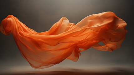 tissu orange en mouvement, généré par IA	
