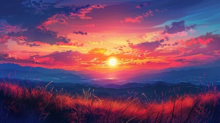 Craft an image depicting an idyllic sunset