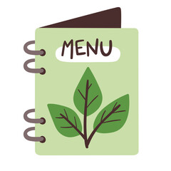 Vegan menu icon for restaurants. Hand-drawn vector icon.