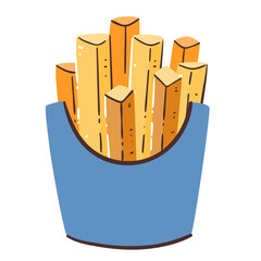 Fries icon. Fast food icon. Hand-drawn vector icon.