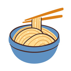 Noodles icon. Asian food icon. Hand-drawn vector icon.