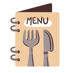 Restaurant menu icon. Hand-drawn vector icon.