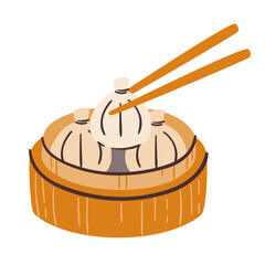 Dumpling icon. Asian food icon. Hand-drawn vector icon.