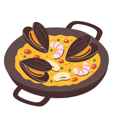 Paella icon for restaurants. Hand-drawn vector icon.