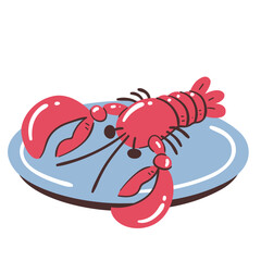 Seafood icon. Restaurant food icon. Hand-drawn vector icon.