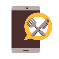 Online order icon for restaurants. Hand-drawn vector icon.