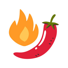 Spicy food icon. Restaurant icon. Hand-drawn vector icon.