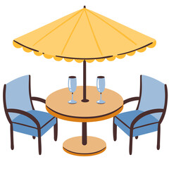 Restaurant terrace concept. Colorful vector icon.