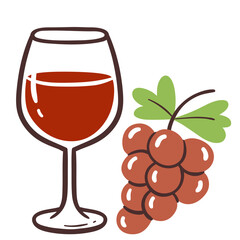 Wine hand-drawn colorful icon