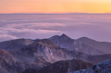 Rocky Mountain Peaks at Sunset