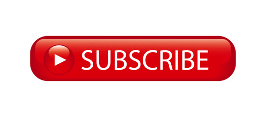 Fototapeta premium Red 3d subscribe button isolated on transparent or white background, vector illustration