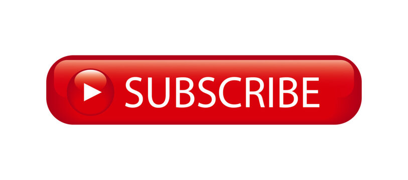 Red 3d subscribe button isolated on transparent or white background, vector illustration