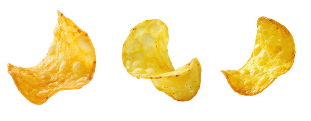 potato chip on the air isolated on white background - Powered by Adobe
