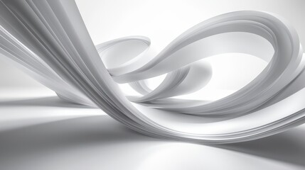   A crisp white object against a pristine white backdrop, with a softly blurred depiction of a curved form at its center