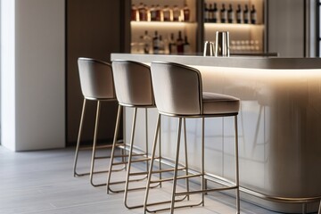 Stylish modern bar stools with minimalist design in a contemporary home bar setting