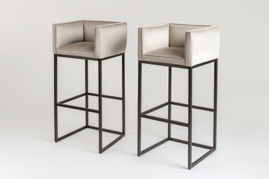 recommend clip art: Pair of elegant minimalist bar stools with a neutral color scheme