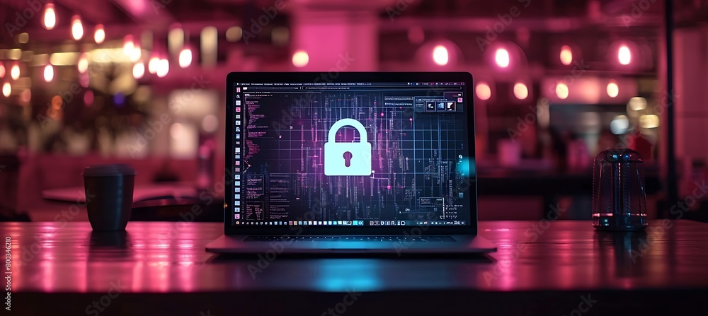 Poster high-resolution ultrawide banner featuring a laptop displaying multiple application icons