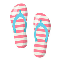 Vector illustration of cute flip flops on transparent background