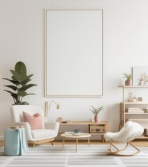 white wall with frame in kids room