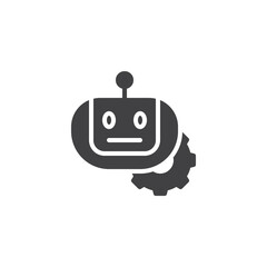 Robot and gear vector icon