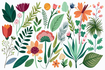 A colorful and vibrant floral design with various types of flowers and plants