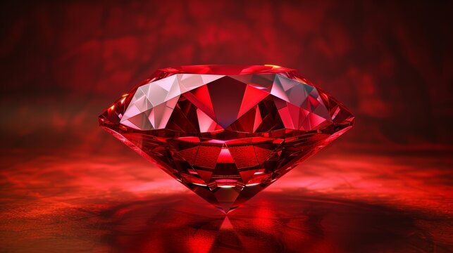 Radiant red diamond on a textured crimson background