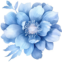 Blue flower bunch watercolor isolated on white background
