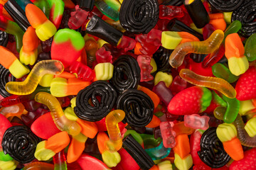 Assorted colorful gummy candies. Jelly  sweets.