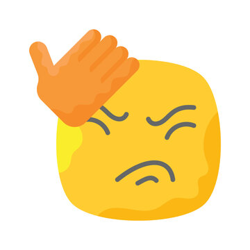 Get this creative icon of frustrated emoji, ready to use vector
