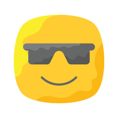 Glasses on emoji face showing concept icon of cool emoji, proud emoji