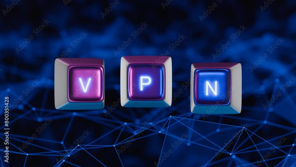 Poster keyboard buttons labeled vpn. virtual private network. bypass censorship. secure the rim. protection