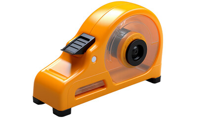 Fototapeta premium A bright yellow tape dispenser standing elegantly on a pristine white background on transparent background