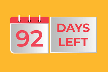 92 days to go countdown template. 92 day Countdown left days banner design. 92 Days left countdown timer