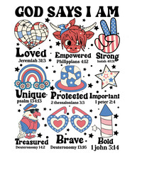 God says I am Groovy Retro 4th of July T shirt Design