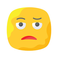 Bored face expression, icon of bored emoji, premium vector